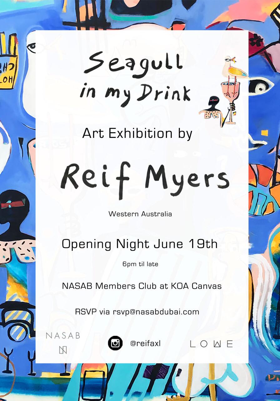 Seagull in my Drink Art Exhibition by Reif Myers